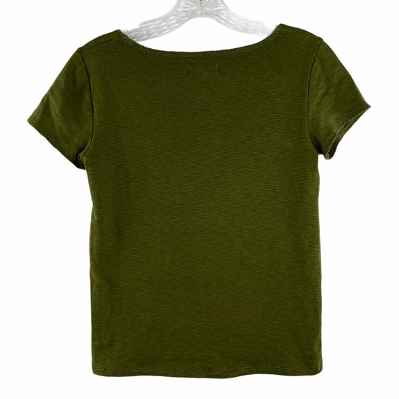 Madewell Scoopneck Scallop Stitch Green Baby Tee - Picture 8 of 11